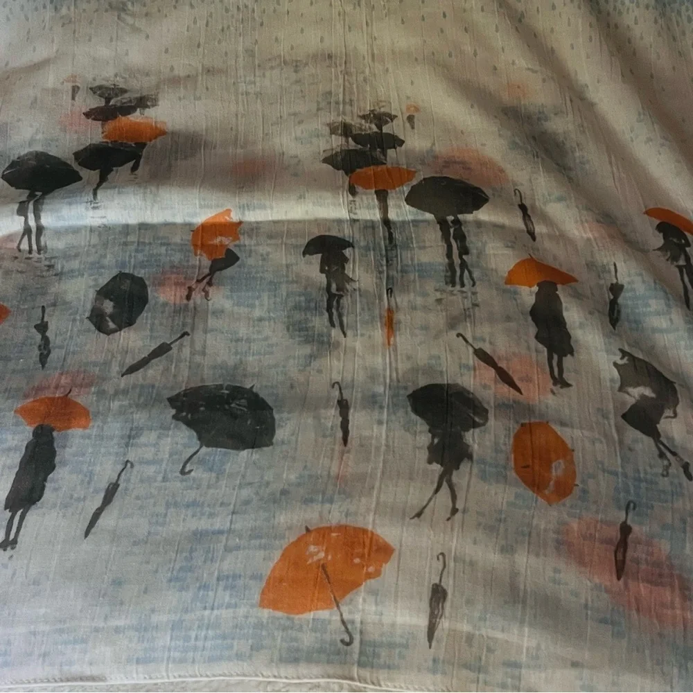 Infinity Scarf – 100% Cotton – Umbrella Rain Print – 66” x 27”